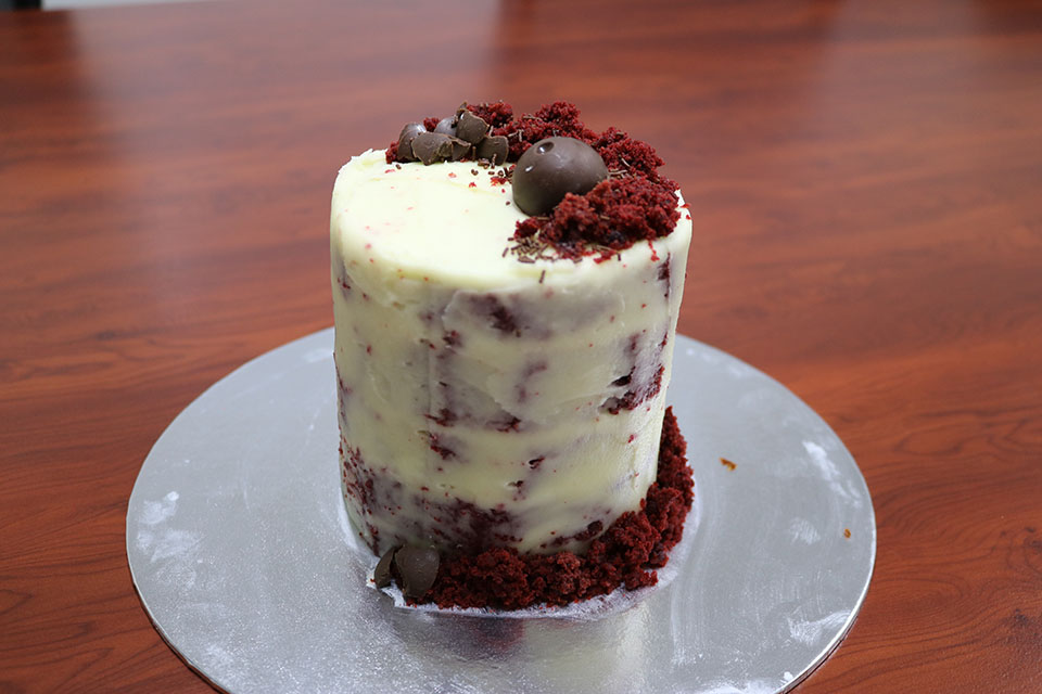 Naked iced red velvet cake