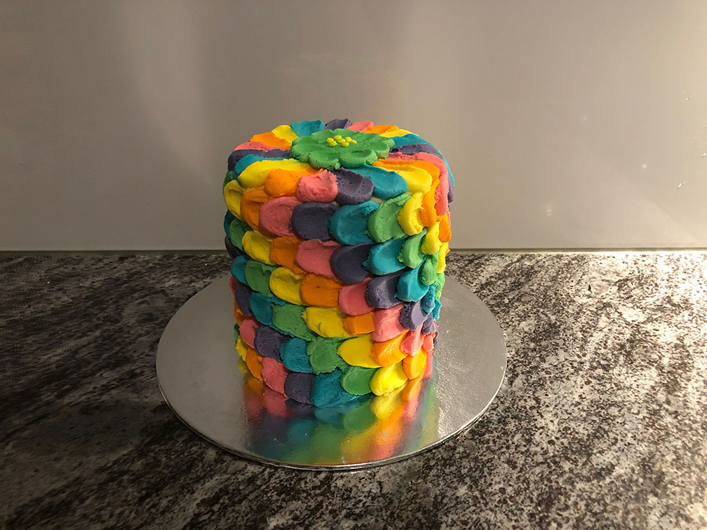Rainbow iced cake